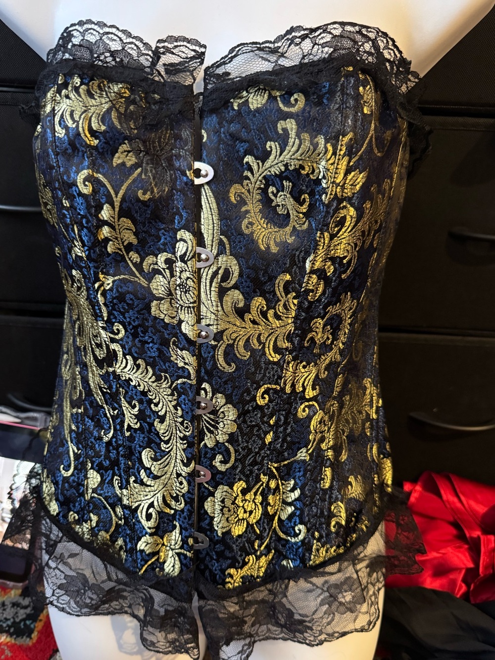 Black and gold boned Corset